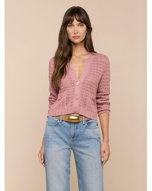 L'Agence Orla Pointelle Knit Cardigan - Blue