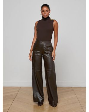 L'Agence Pantalon En Cuir Livvy, Chocolat - Marron