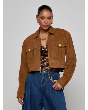 L'Agence Micah Oversized Suede Jacket - Blue