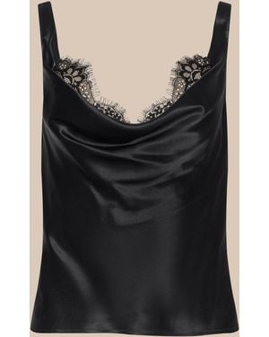 L'Agence Evadne Silk Lace Camisole - Black