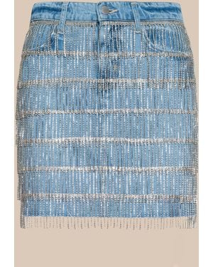 L'Agence Jolene Embellished Mini Skirt - Natural