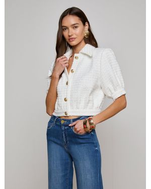 L'Agence Cove Cropped Tweed Jacket - Blue