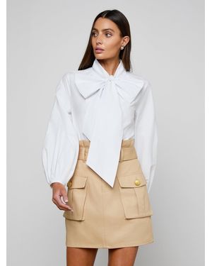 L'Agence Deon Tie-Neck Blouse Top - Natural