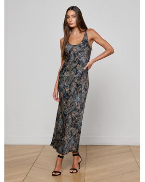 L'Agence Akiya Satin Maxi Dress - Grey