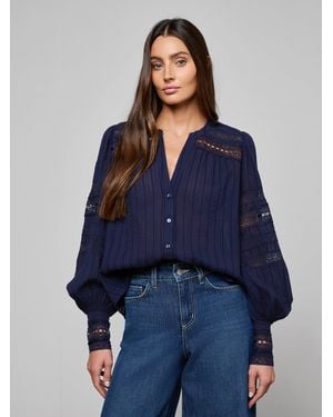 L'Agence Kiera Blouse Top - Blue
