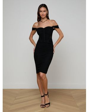 L'Agence Isodora Mesh Midi Skirt - Black