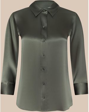 L'Agence Dani Silk Blouse Top - Green
