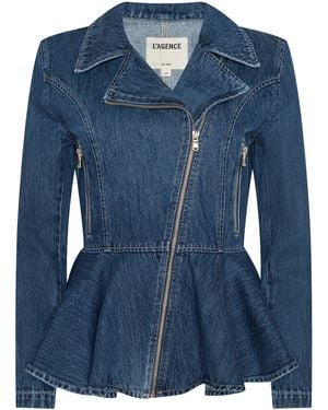 L'Agence Moxie Peplum Biker Jacket - Blue