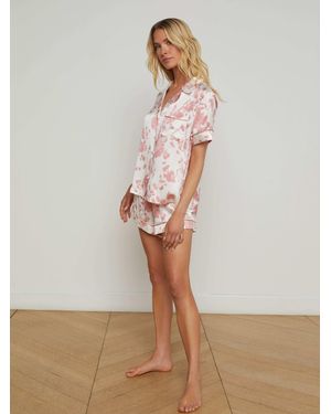 L'Agence Inez Silk Short Pajama Set - White