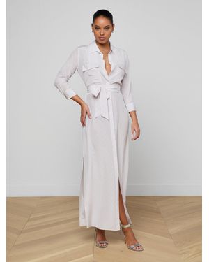 L'Agence Cameron Silk Shirt Dress - White