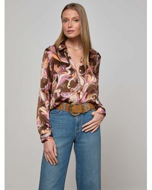 L'Agence Tyler Silk Blouse Top - Blue