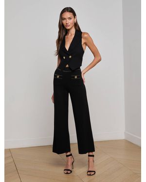 L'Agence Madrid Wide Leg Knit Trousers - Black