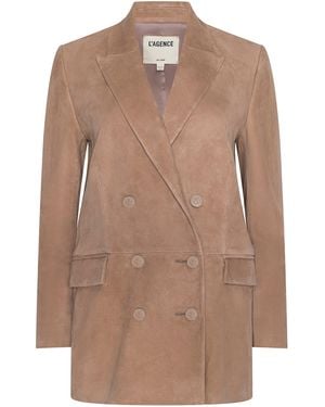 L'Agence Aimee Oversized Suede Blazer - Blue