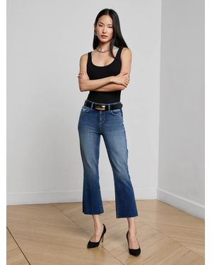 L'Agence Kendra Cropped Flare Jean - Blue