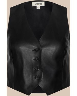 L'Agence Jianna Leather Vest - Black