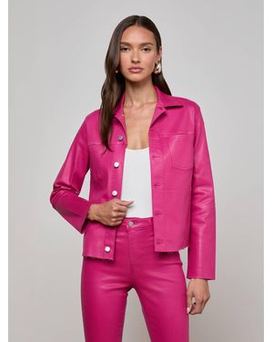 L'Agence Janelle Coated Jean Jacket - Pink