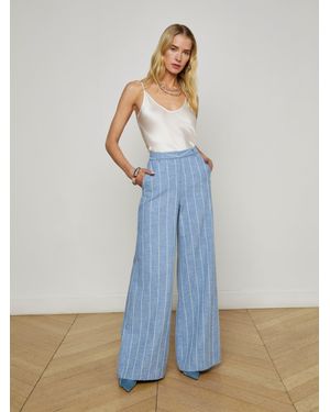 L'Agence Pilar Pinstriped Wide-Leg Trousers - Blue