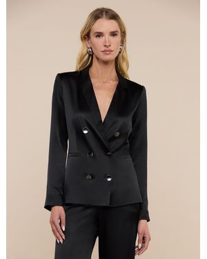 L'Agence Colin Silk Charmeuse Blazer - Black