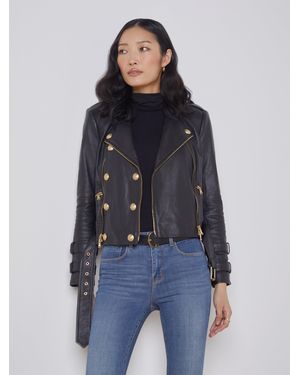 L'Agence 'Agence Billie Belted Leather Jacket - Blue