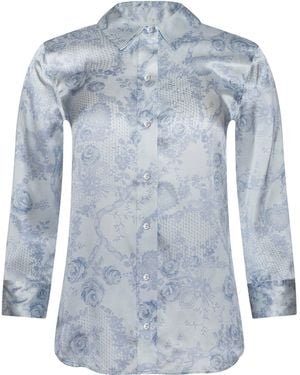 L'Agence Dani Silk Blouse Top - Gray