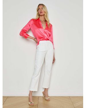L'Agence Noya Cropped Slim Flare Jean - Pink