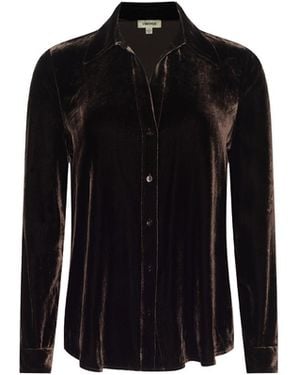 L'Agence Argo Velvet Blouse Top - Black
