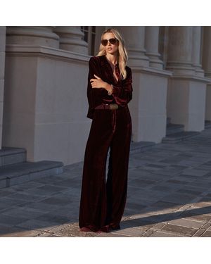 L'Agence Pilar Velvet Wide-Leg Trousers - Purple