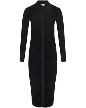 L'Agence Adriana Ruched Midi Dress - Black