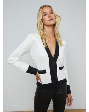 L'Agence Jinny Sequin Cardigan - White