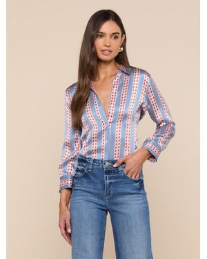 L'Agence Dani Silk Blouse Top - Blue