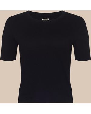 L'Agence Stormy Cropped Cotton T-Shirt - Black