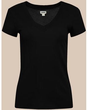 L'Agence Becca Cotton V-neck Tee - Blue