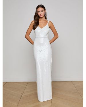 L'Agence Karma Sequin Maxi Dress - White