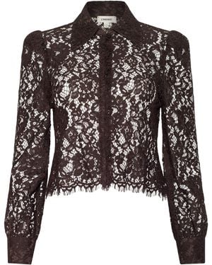 L'Agence Anita Lace Blouse Top - Black