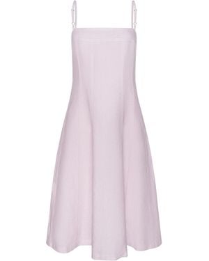 L'Agence Mitzy Linen Midi Dress - White