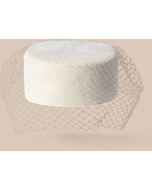 L'Agence Anstine Pillbox Hat - White