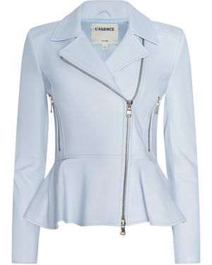 L'Agence Lyric Peplum Biker Jacket - White