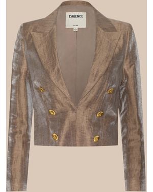L'Agence Inez Cropped Blazer - Natural
