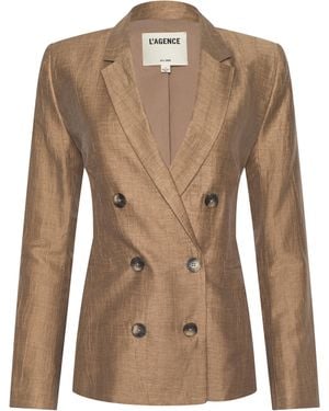 L'Agence Colin Linen-Blend Blazer - Natural