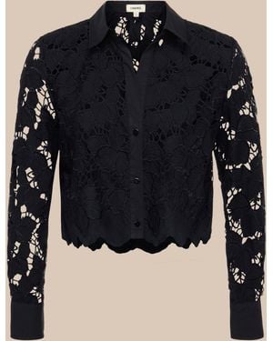 L'Agence 'Agence Seychelle Cropped Eyelet Blouse Top - Blue