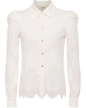 L'Agence Jenica Lace Blouse Top - White
