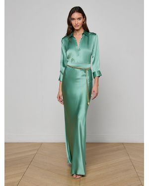 L'Agence Ryker Silk Maxi Skirt - Green