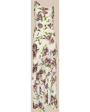 L'Agence Viola Silk Cowl-Neck Gown - Natural