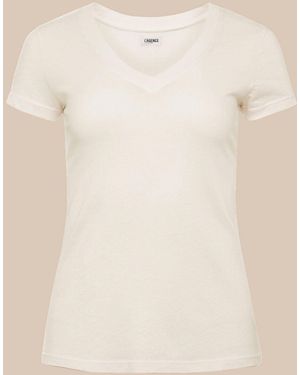 L'Agence Becca Cotton V-neck Tee - White