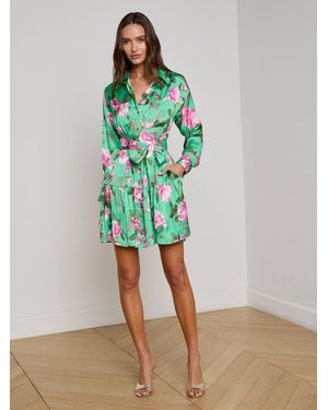 L'Agence Virlen Satin Shirt Dress - Green