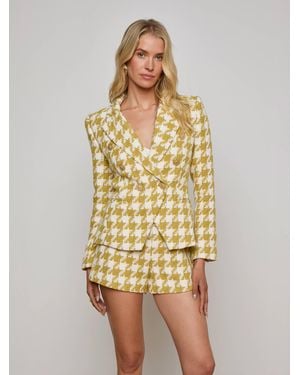 L'Agence Marie Houndstooth Tweed Blazer - Metallic