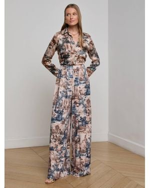 L'Agence Pantalon Large En Tissu Plissé Nova, À Imprimé Toile Style Western - Neutre