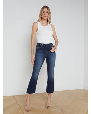 L'Agence Kendra Cropped Flare Jean - Blue