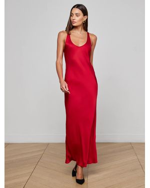 L'Agence Akiya Satin Maxi Dress - Red