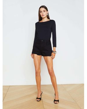 L'Agence Clark Distressed Jean Short - White